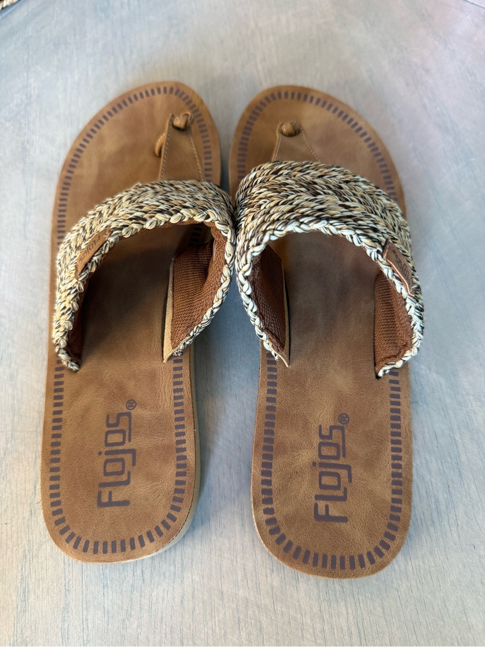 Flojos Braided Tan Thong Sandals - Picture 2 of 7